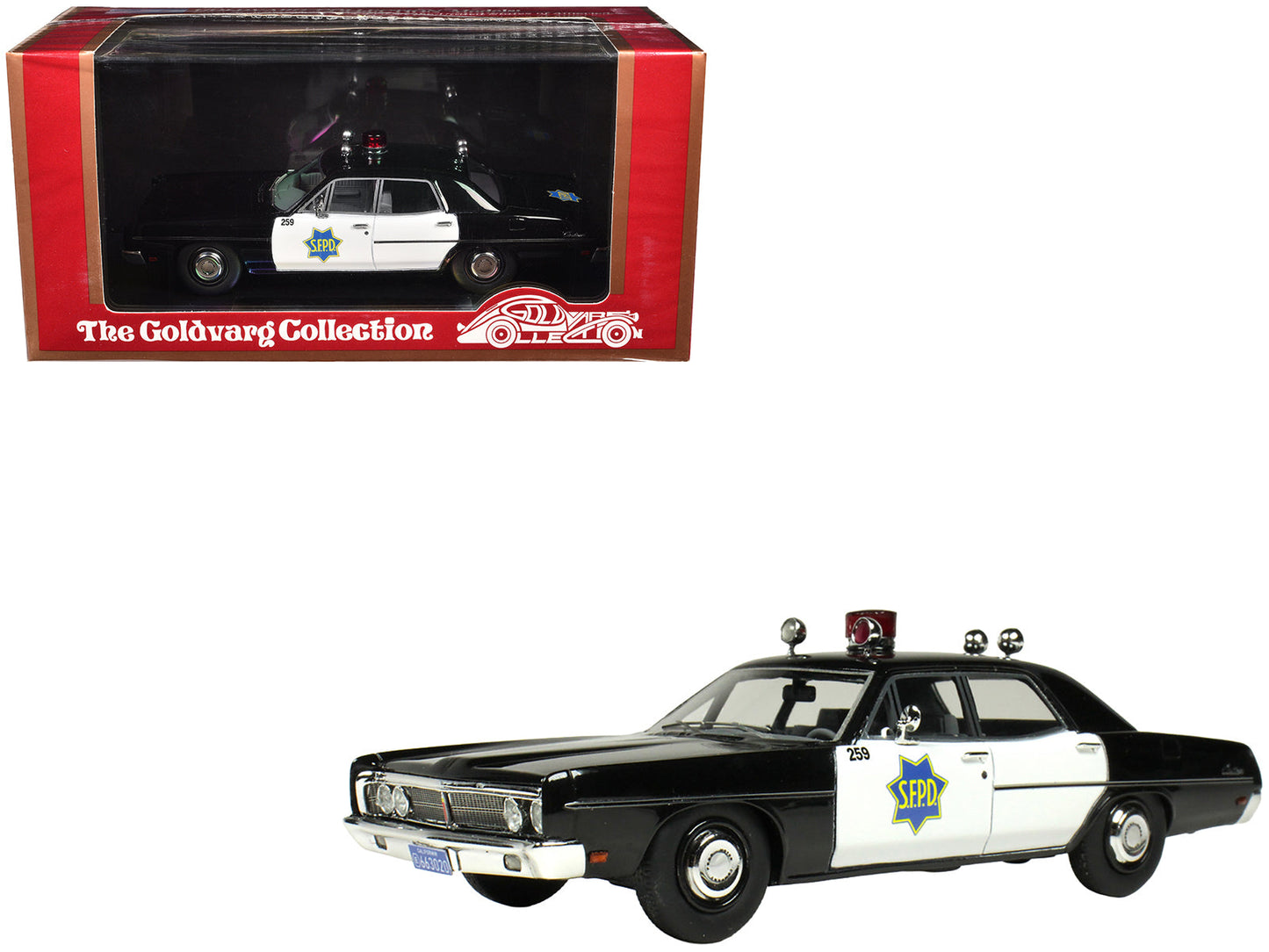 1970 Ford Custom Police Car "San Francisco Police Department" Black and White Limited Edition to 200 pieces Worldwide 1/43 Model Car by Goldvarg Collection  free shipping USA