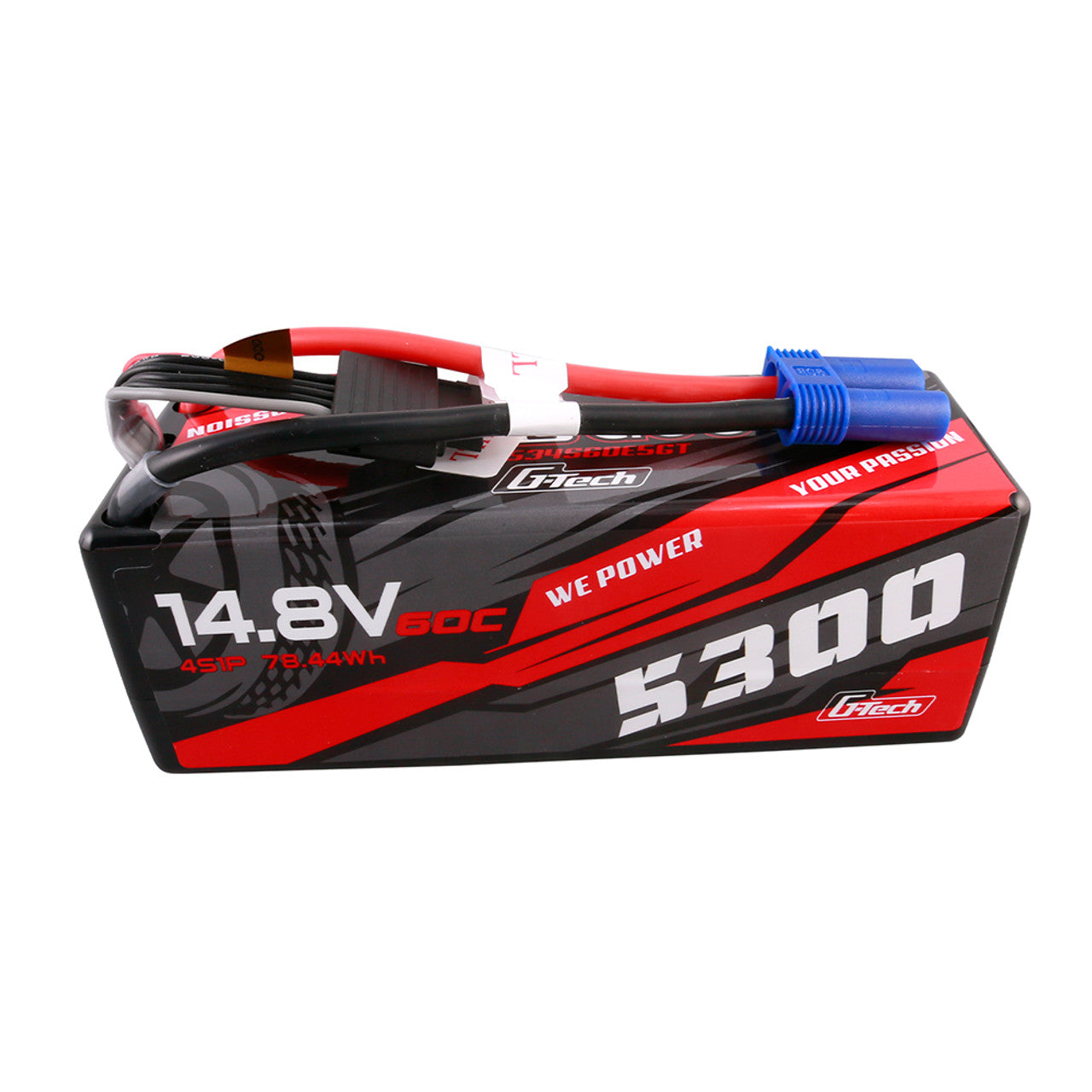 Gens ace 5300mAh 4S 60C 14.8V HardCase G-Tech Lipo Battery 14# with EC5 Plug