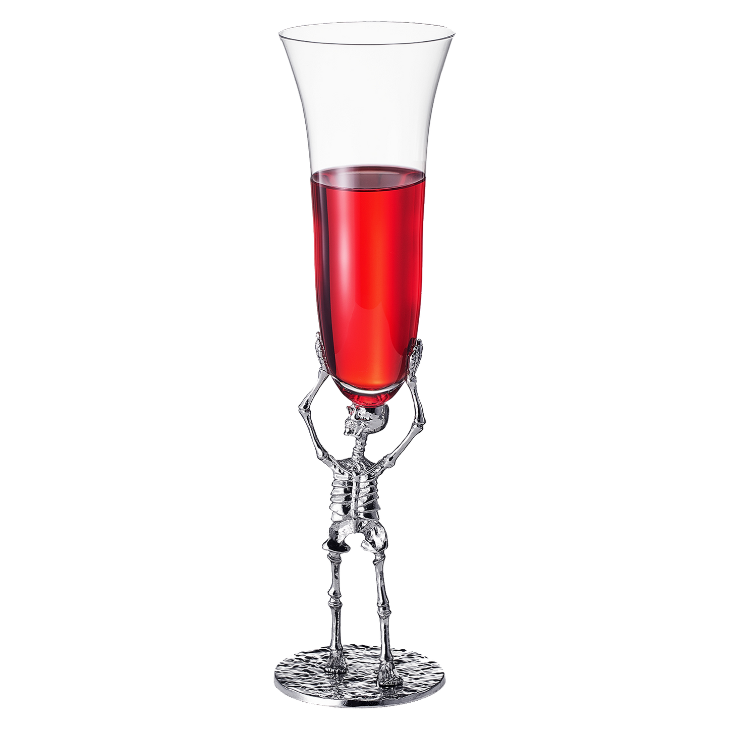 Skeleton Champagne Flute Glass | Single | 7.5oz Halloween Skeleton Glasses 10" H, Goth Gifts, Skeleton Gifts, Skeleton Decor, Spooky Wine Gift Set, Perfect for Halloween Themed Parties by The Wine Savant