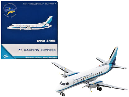 Saab 340B Commercial Aircraft "Eastern Express" (N407BH) White with Blue Stripes 1/400 Diecast Model Airplane by GeminiJets  free shipping USA