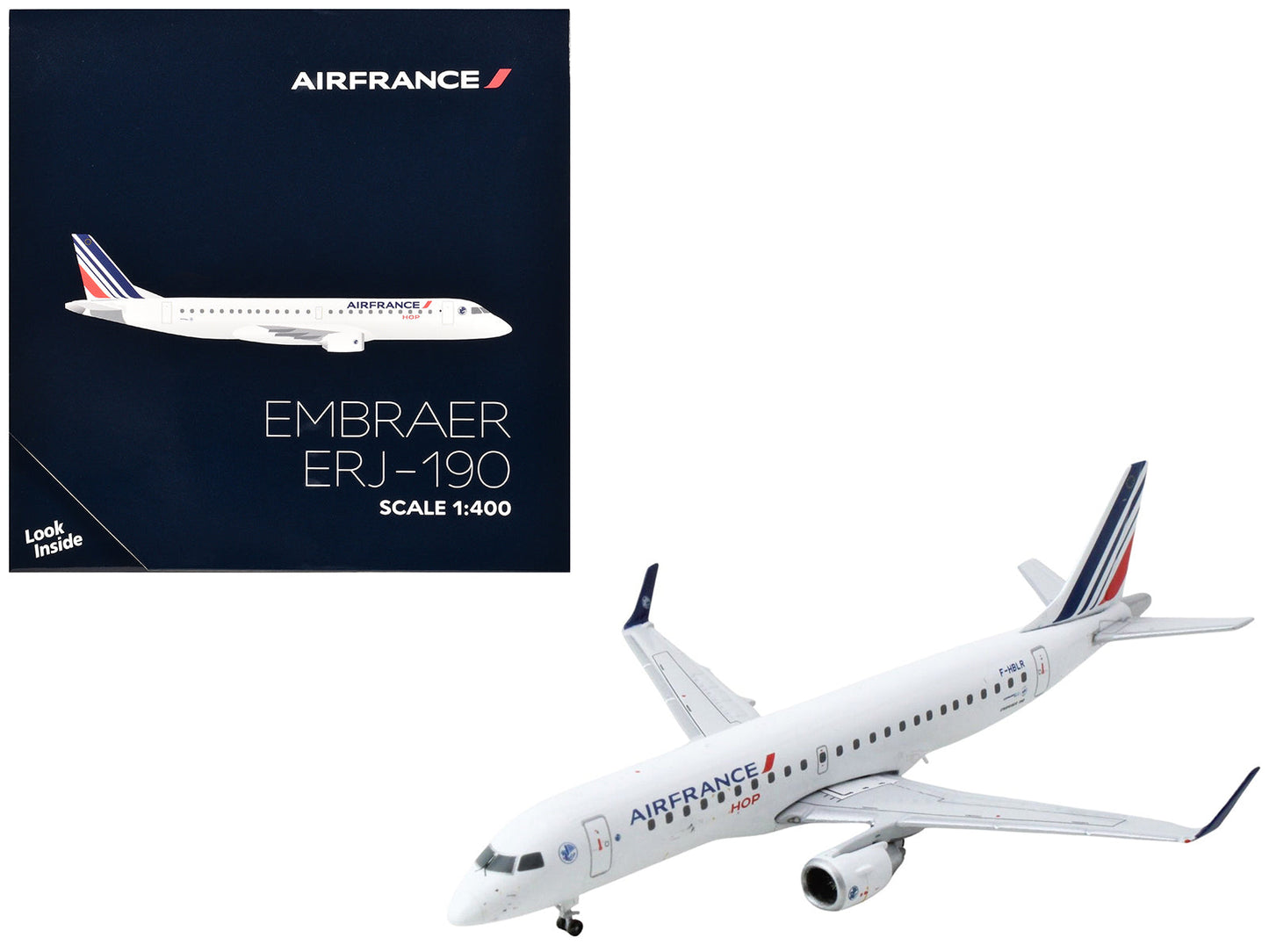 Embraer ERJ-190 Commercial Aircraft "Air France Hop" (F-HBLR) White with Striped Tail 1/400 Diecast Model Airplane by GeminiJets  free shipping USA