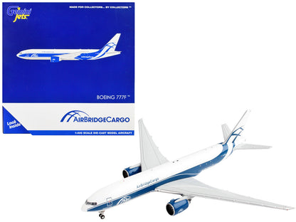 Boeing 777F Commercial Aircraft "AirBridgeCargo" White with Blue Stripes 1/400 Diecast Model Airplane by GeminiJets  free shipping USA