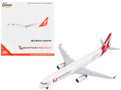 Airbus A321P2F Commercial Aircraft "Qantas Freight - Australia Post" White with Red Tail 1/400 Diecast Model Airplane by GeminiJets  free shipping USA