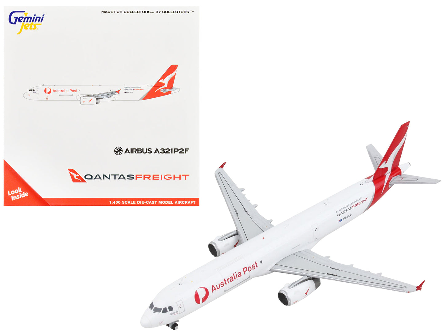Airbus A321P2F Commercial Aircraft "Qantas Freight - Australia Post" White with Red Tail 1/400 Diecast Model Airplane by GeminiJets  free shipping USA