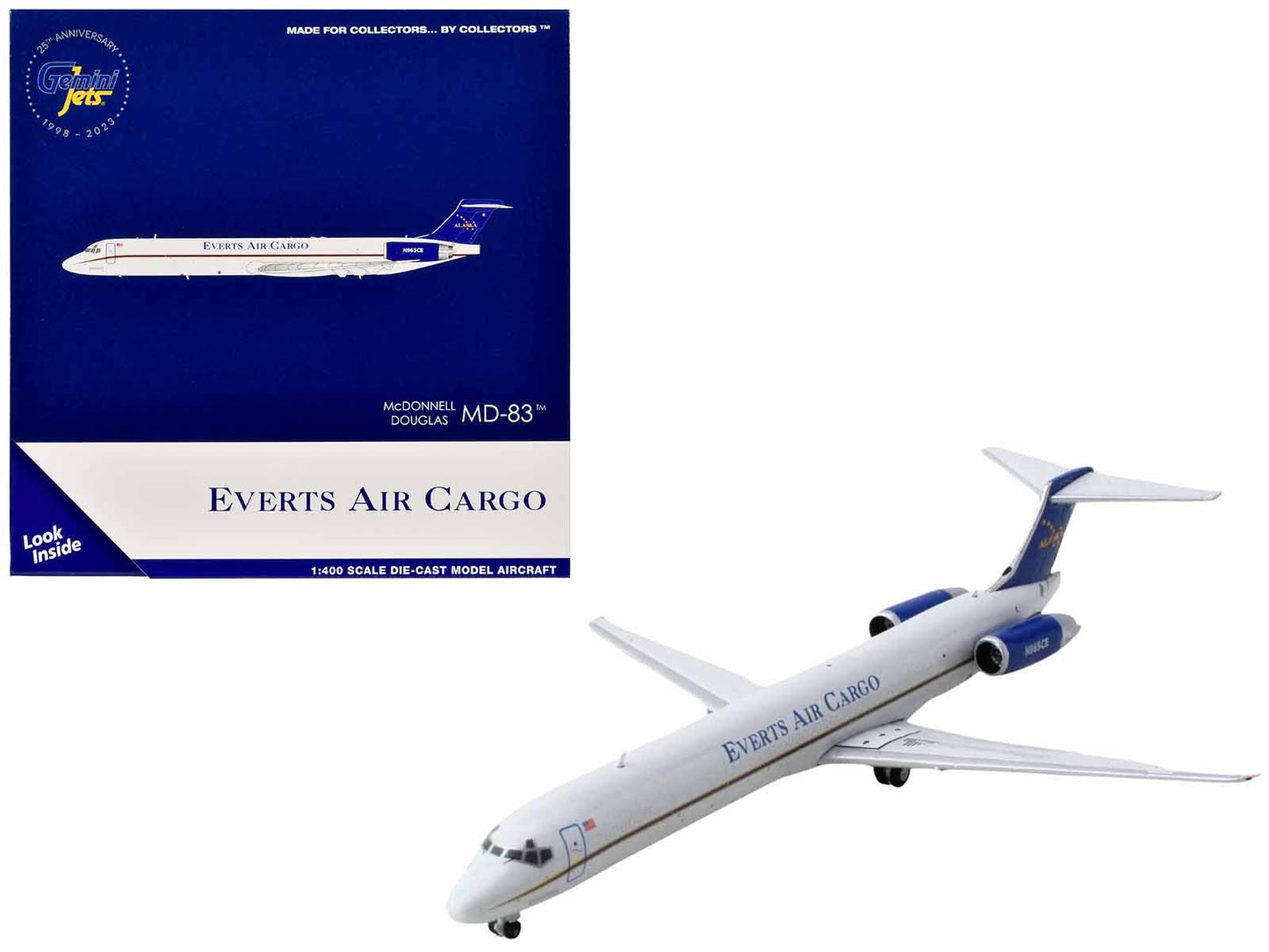 McDonnell Douglas MD-83 Commercial Aircraft "Everts Air Cargo" (N965CE) White with Blue Tail 1/400 Diecast Model Airplane by GeminiJets  free shipping USA