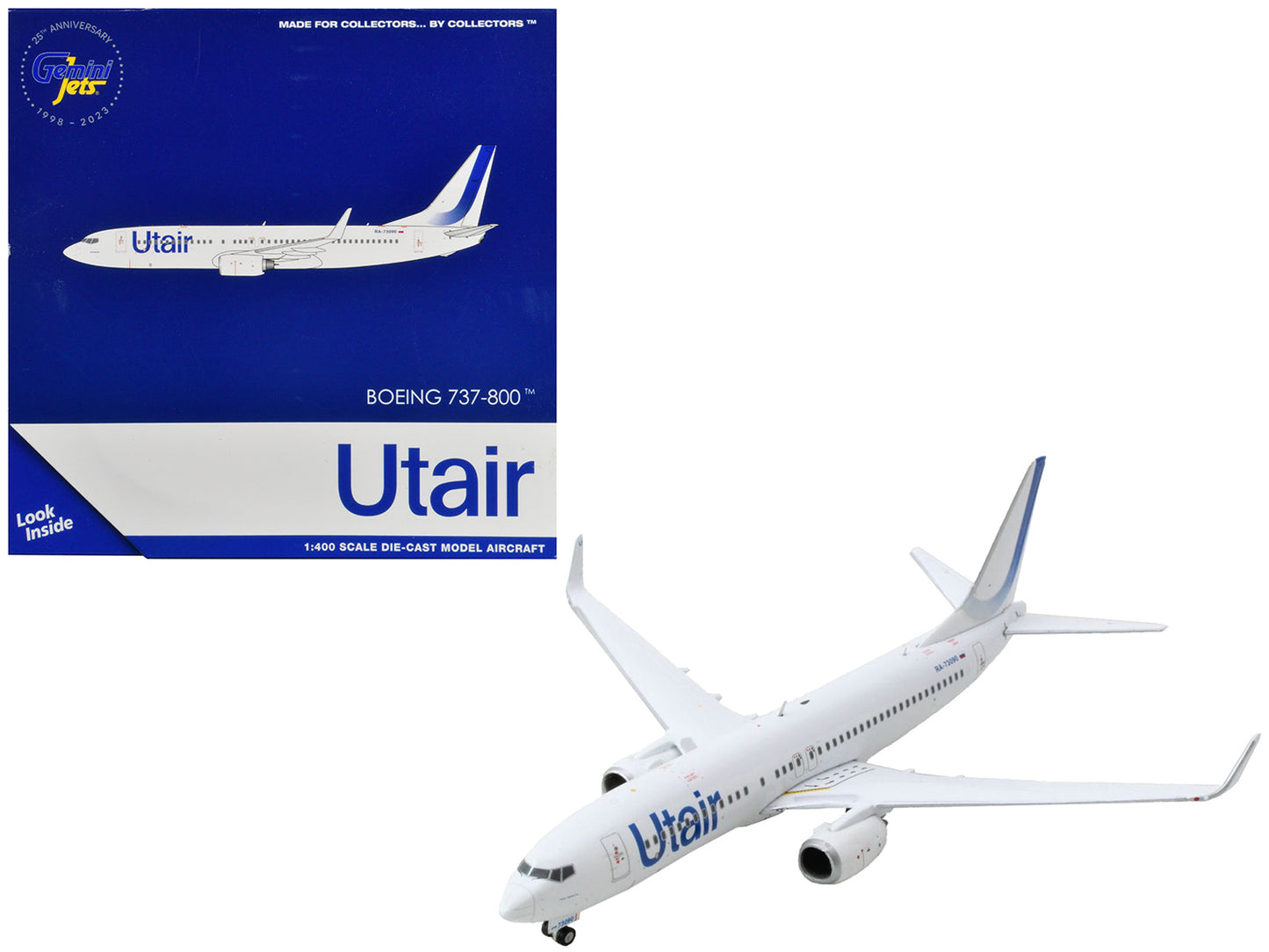 Boeing 737-800 Commercial Aircraft "Utair" White with Blue Tail Stripes 1/400 Diecast Model Airplane by GeminiJets  free shipping USA