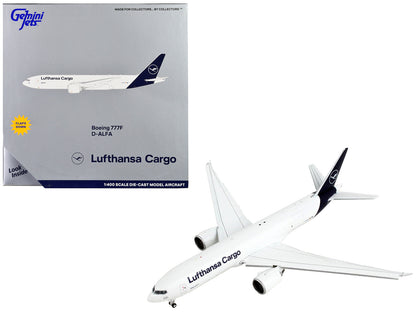Boeing 777F Commercial Aircraft with Flaps Down "Lufthansa Cargo" White with Dark Blue Tail 1/400 Diecast Model Airplane by GeminiJets  free shipping USA