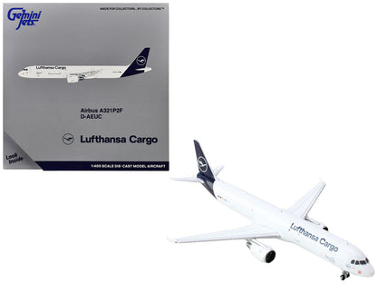 Airbus A321P2F Commercial Aircraft "Lufthansa Cargo" (D-AEUC) White with Blue Tail 1/400 Diecast Model Airplane by GeminiJets  free shipping USA