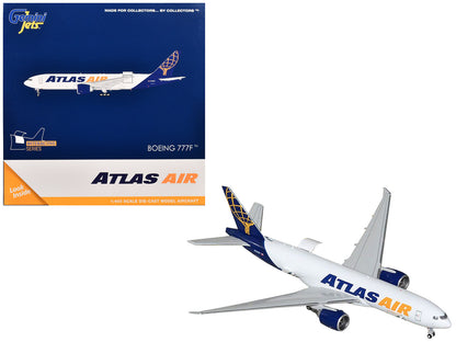 Boeing 777-200LRF Commercial Aircraft "Atlas Air" (N703GT) White with Blue Tail "Interactive Series" 1/400 Diecast Model Airplane by GeminiJets  free shipping USA