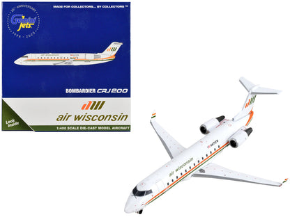 Bombardier CRJ200 Commercial Aircraft "Air Wisconsin" White with Orange and Green Stripes 1/400 Diecast Model Airplane by GeminiJets  free shipping USA