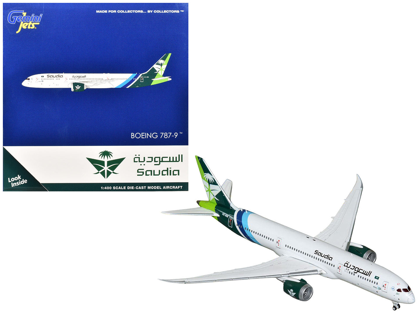 Boeing 787-9 Commercial Aircraft "Saudia Airline" (HZ-ARB) White with Tail Graphics 1/400 Diecast Model Airplane by GeminiJets  free shipping USA