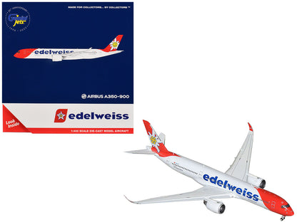Airbus A350-900 Commercial Aircraft with Flaps Down Configuration "Edelweiss Air" (HB-IHC) White with Red Tail 1/400 Diecast Model Airplane by GeminiJets  free shipping USA
