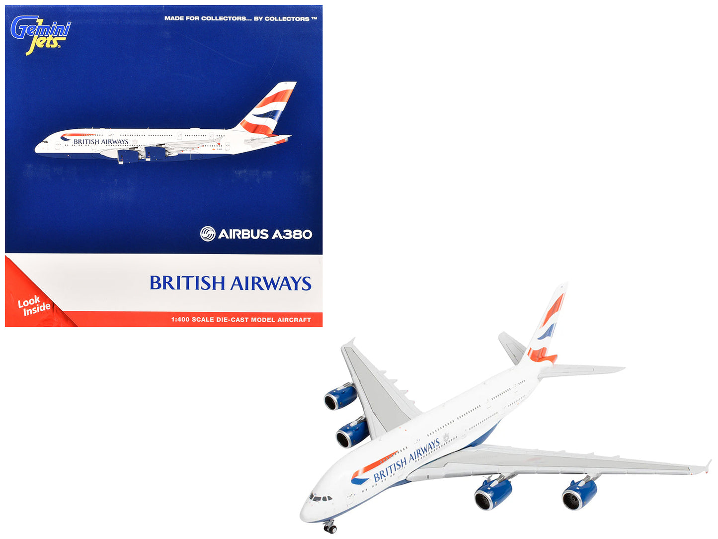 Airbus A380 Commercial Aircraft "British Airways" (G-XLEE) White with Striped Tail 1/400 Diecast Model Airplane by GeminiJets  free shipping USA
