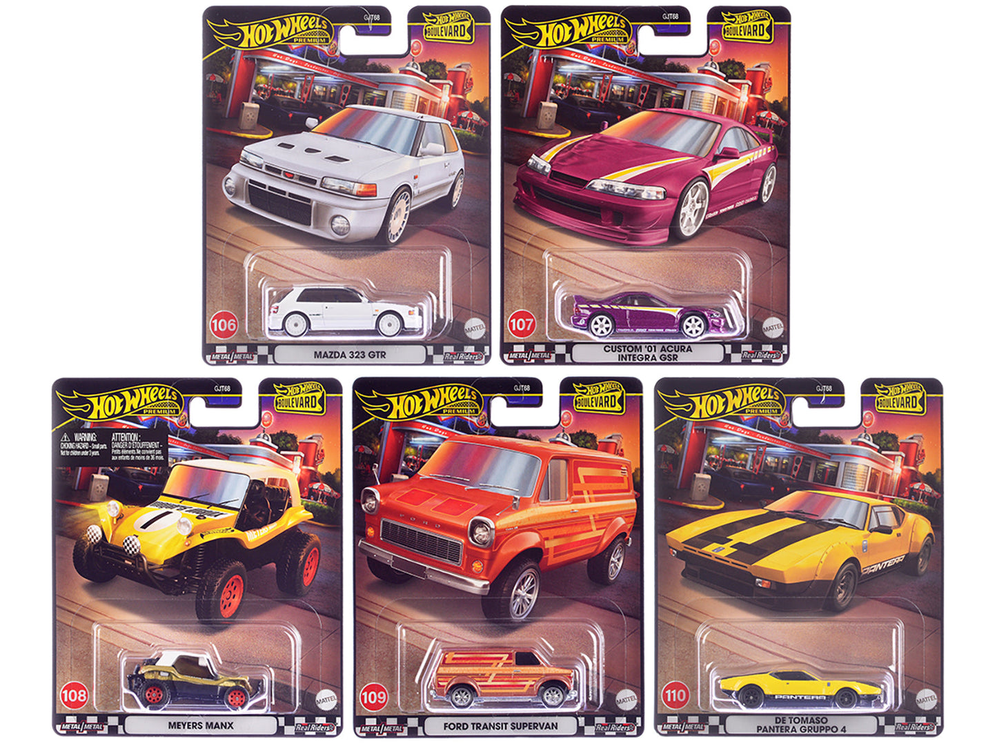 "Boulevard 106-110" 5 piece Set "Premium" 2024 Series Diecast Model Cars by Hot Wheels  free shipping USA