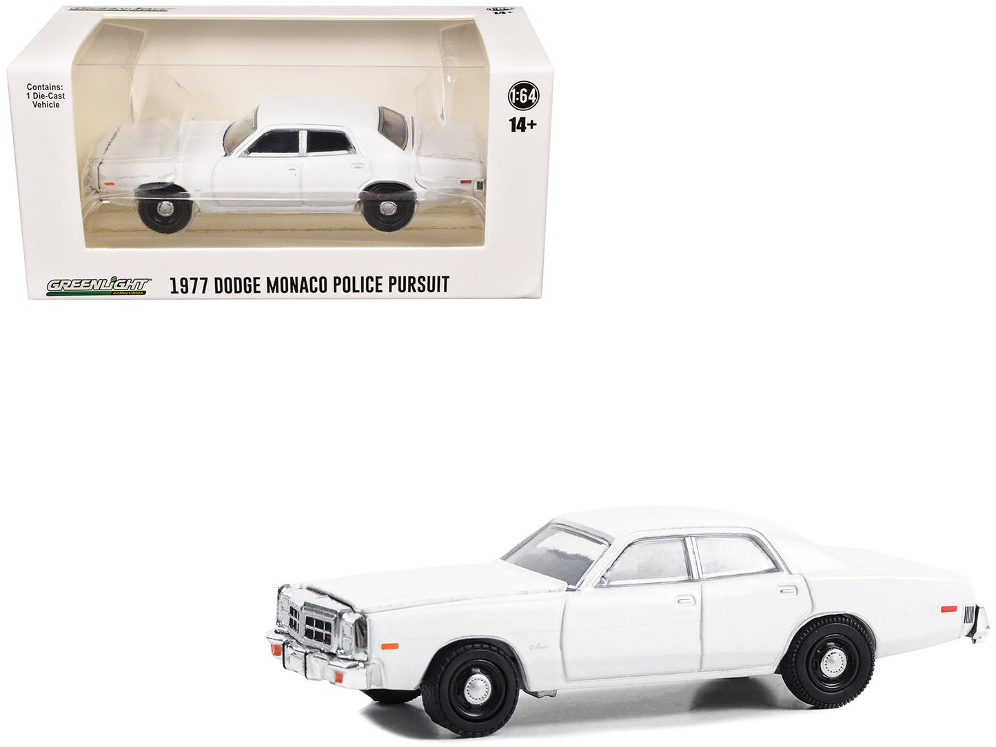 1977-78 Dodge Monaco Police Pursuit White "Hot Pursuit - Hobby Exclusive" Series 1/64 Diecast Model Car by Greenlight  free shipping USA