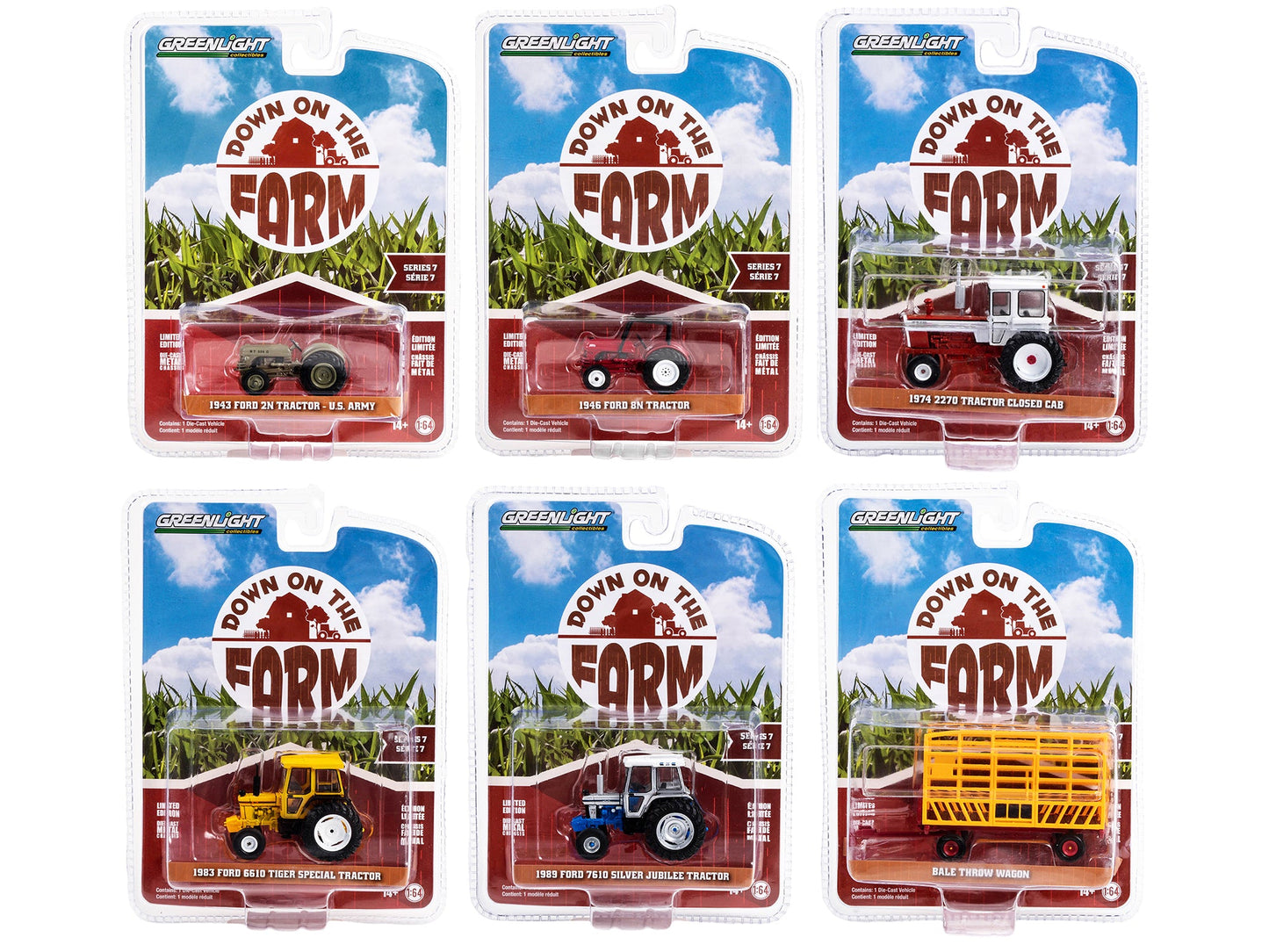 "Down on the Farm" Series Set of 6 pieces Release 7 1/64 Diecast Models by Greenlight  free shipping USA
