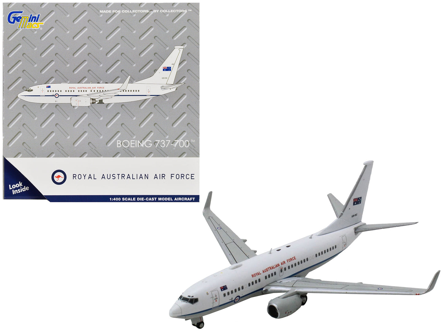 Boeing 737-700 Aircraft "Royal Australian Air Force" (A36-002) White with Blue Stripes "Gemini Macs" Series 1/400 Diecast Model Airplane by GeminiJets  free shipping USA