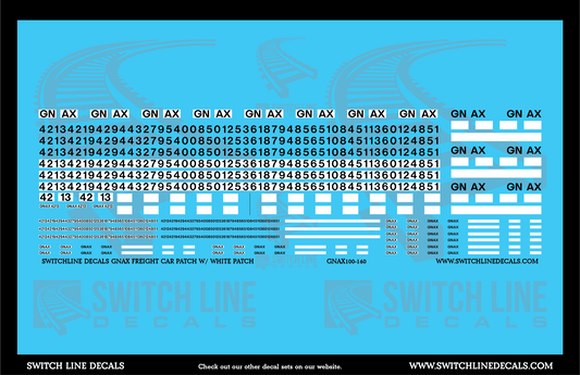 N Scale GNAX Freight Car Patches W/White Patch Decal Set