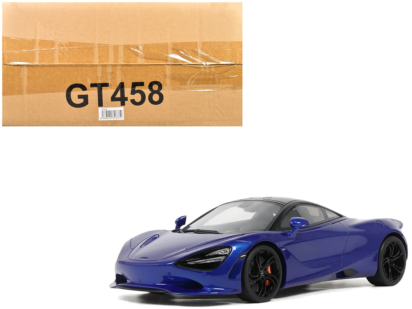 2023 McLaren 750S Coupe Blue Metallic with Black Top 1/18 Model Car by GT Spirit  free shipping USA