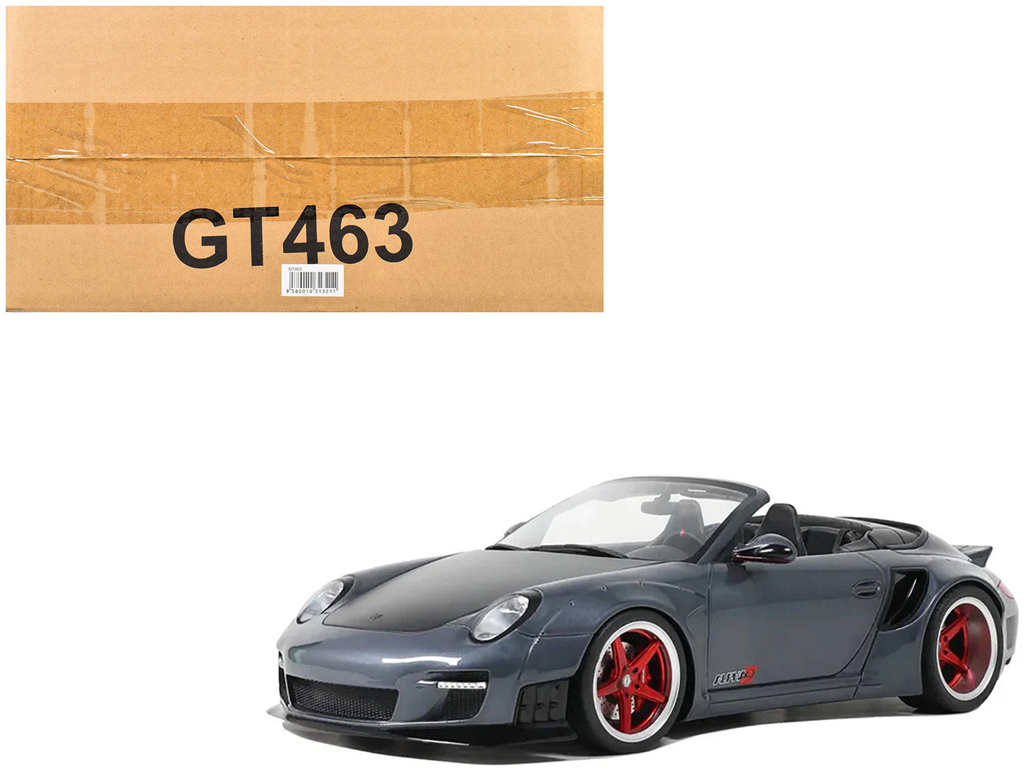 Porsche 911 LB-Works Alpha 9 Gray with Black Hood 1/18 Model Car by GT Spirit  free shipping USA
