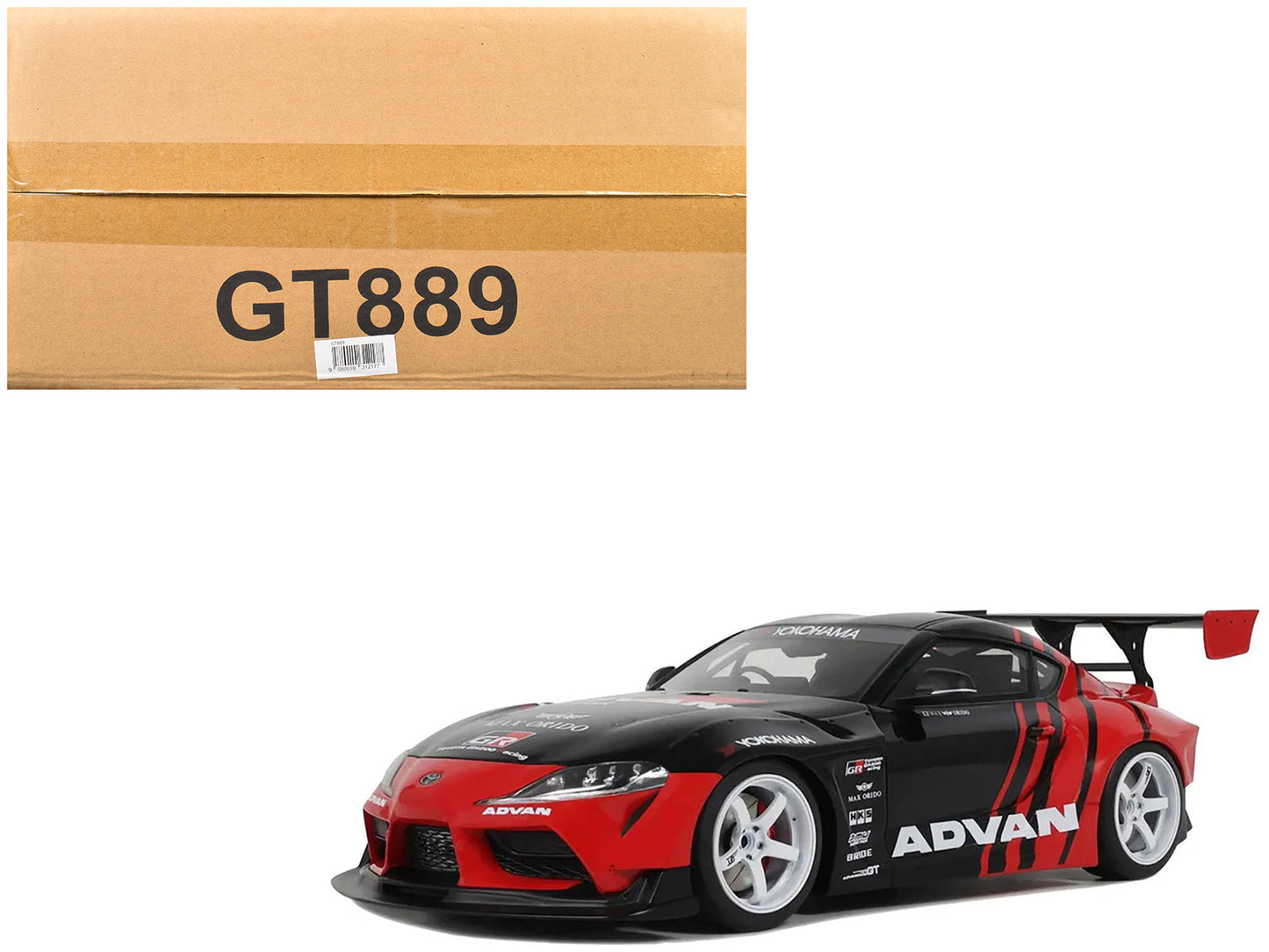 2020 Toyota Supra GR RHD (Right Hand Drive) "Advan" Black and Red 1/18 Model Car by GT Spirit  free shipping USA