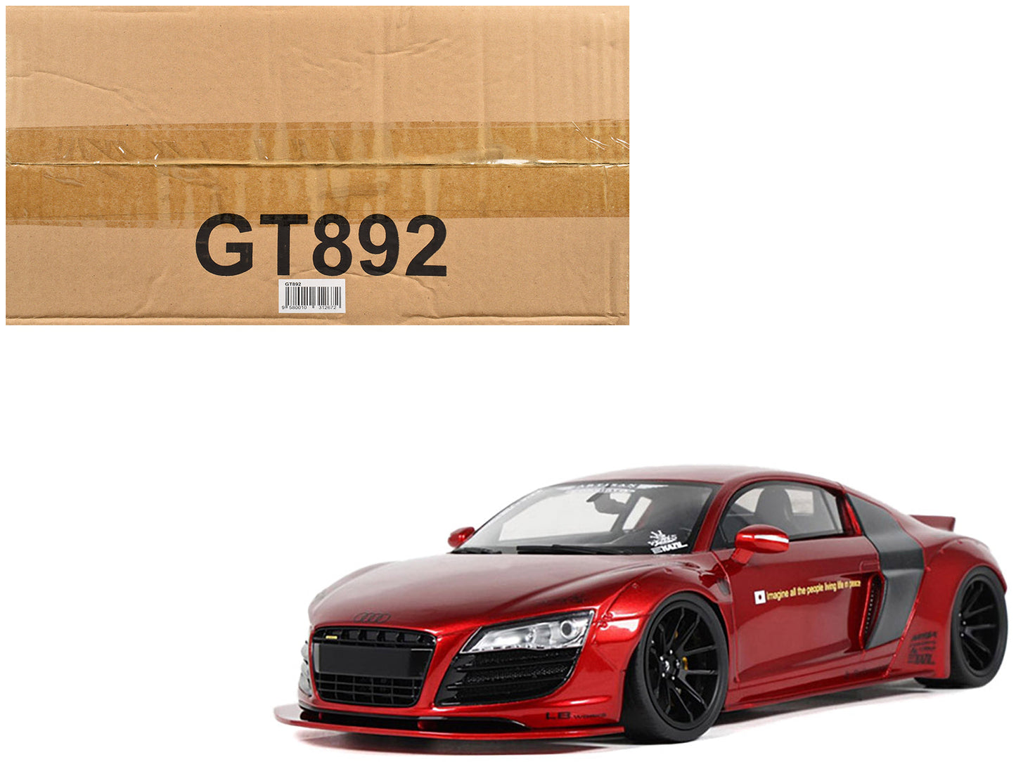 2022 Audi R8 "LB Works" Red Metallic 1/18 Model Car by GT Spirit  free shipping USA