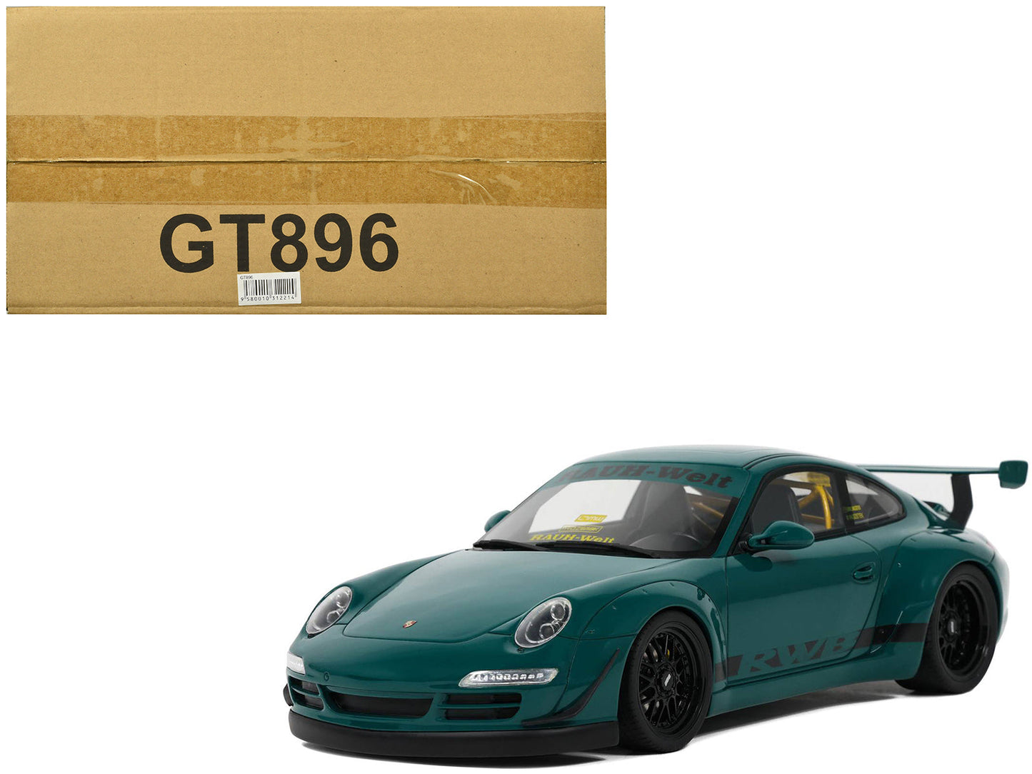 2021 RWB Bodykit "Syunkashuto" Green with Black Stripes 1/18 Model Car by GT Spirit  free shipping USA