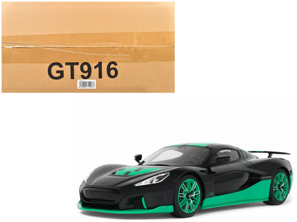 2023 Rimac Nevera Black with Green Stripes 1/18 Model Car by GT Spirit  free shipping USA