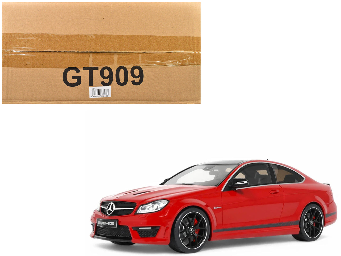 2014 Mercedes-Benz C63 AMG Red with Black Top 1/18 Model Car by GT Spirit  free shipping USA