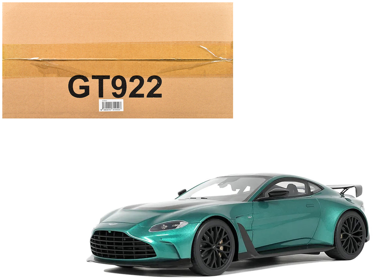 2023 Aston Martin Vantage V12 British Racing Green with Black Hood and Top 1/18 Model Car by GT Spirit  free shipping USA