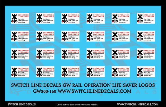 N Scale GW Rail Operation Life Saver Logos Decal Set