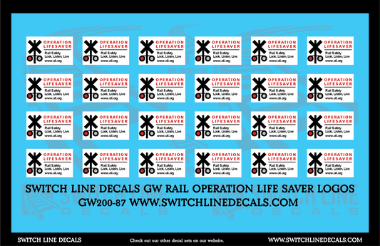 HO Scale GW Rail Operation Life Saver Logos Decal Set