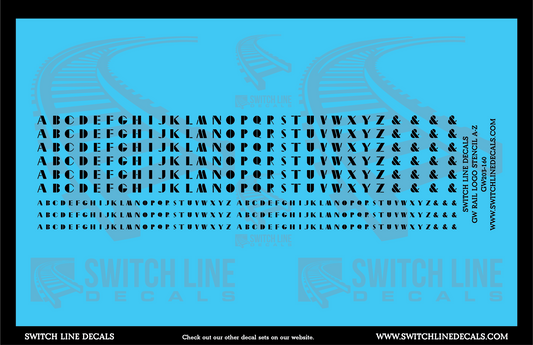 N Scale GW Rail Logo Stencil A-Z Decal Set