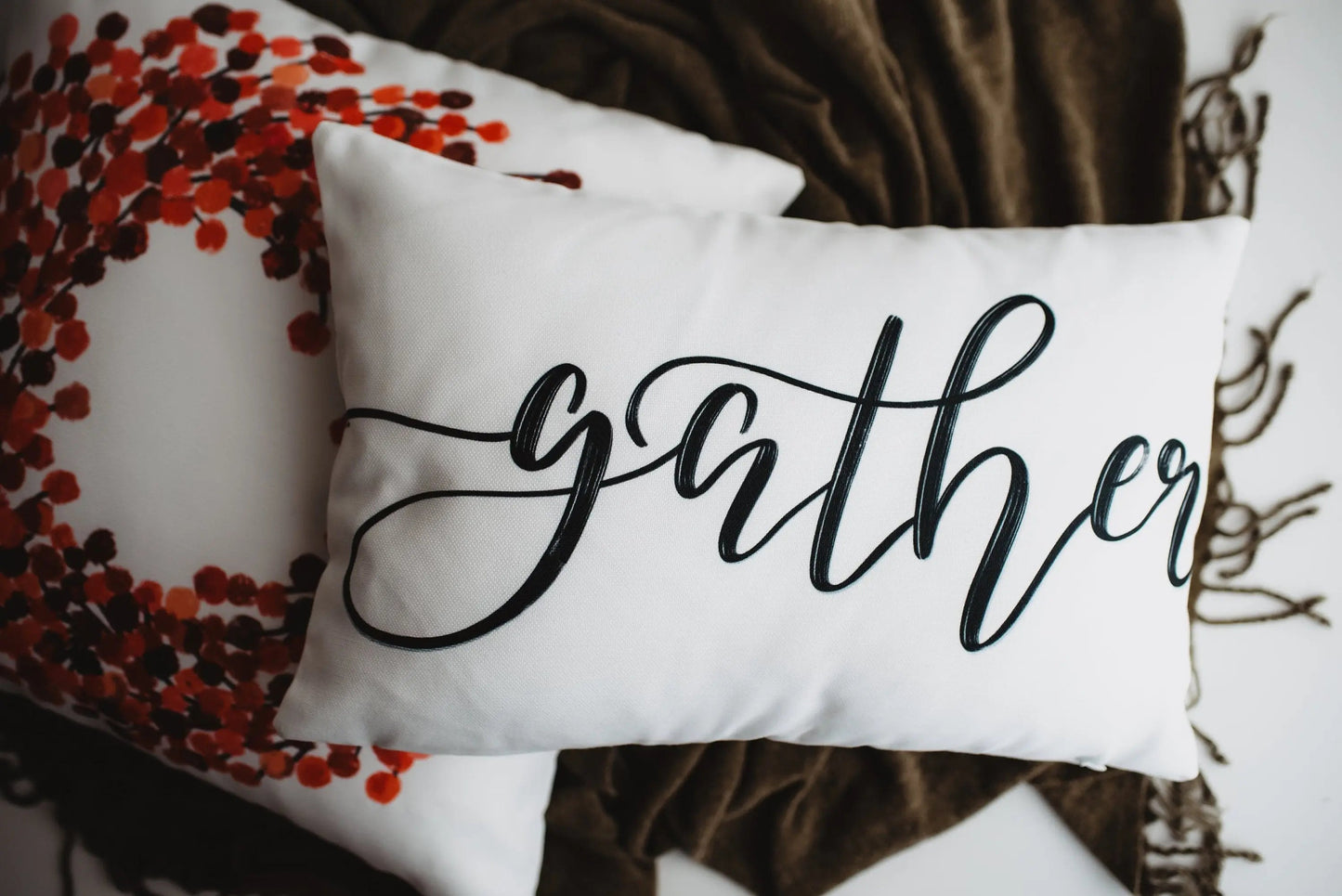 Gather Lumbar Pillow | Pillow Cover 18 x 12 | Primitive Decor | Fall Decor | Room Decor | Decorative Pillows | Gift for her | Sofa Pillows by UniikPillows