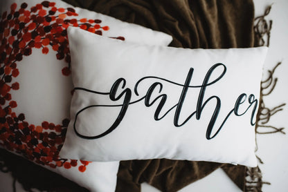 Gather Lumbar Pillow | Pillow Cover 18 x 12 | Primitive Decor | Fall Decor | Room Decor | Decorative Pillows | Gift for her | Sofa Pillows by UniikPillows