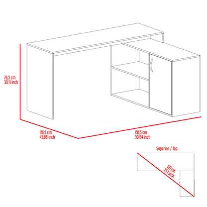 Antlia L-Shaped Writing Desk, Two Shelves, Single Door Cabinet by FM FURNITURE