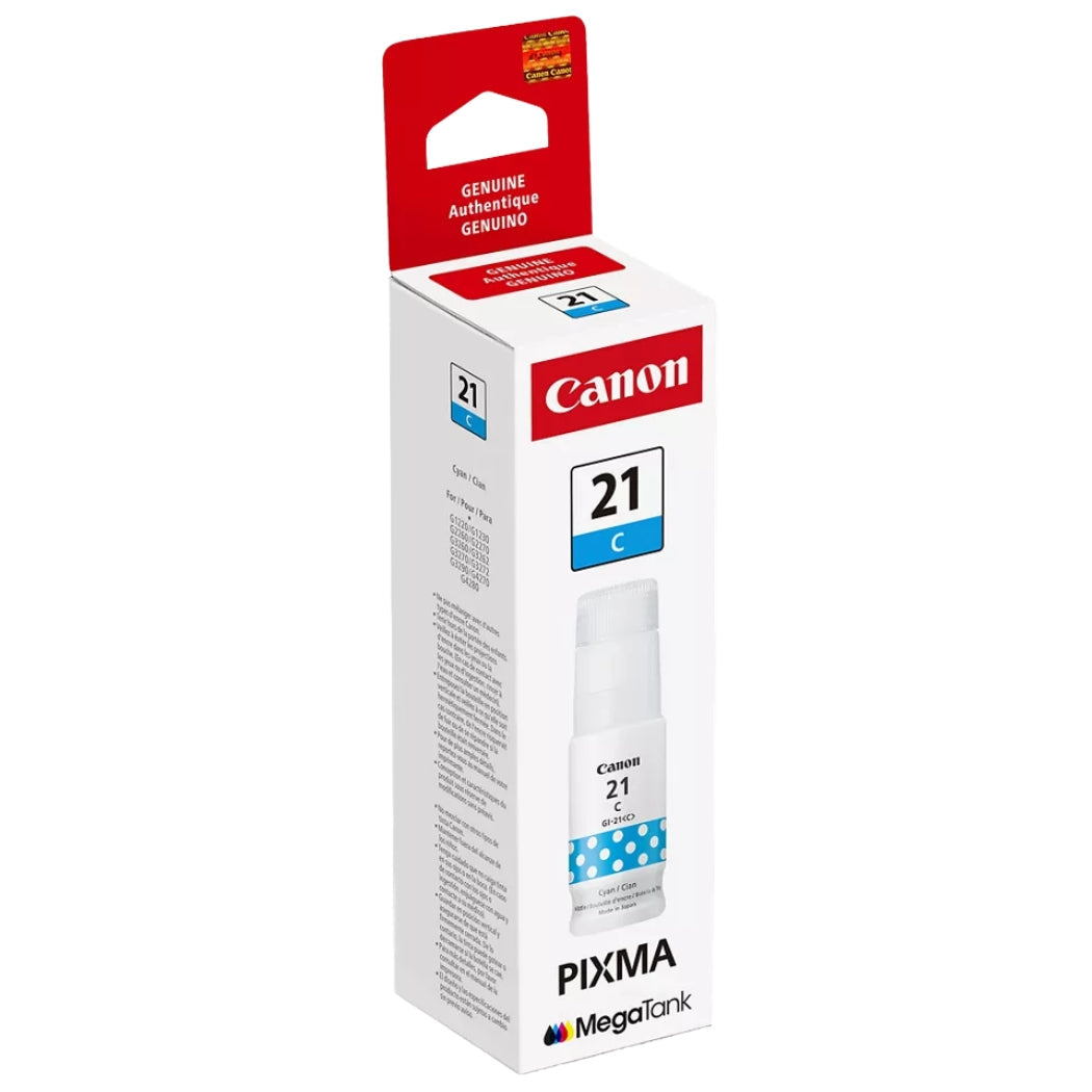 New, Pre-Owned - Canon GI-21 Standard Yield Cyan Ink Bottle, 4537C001