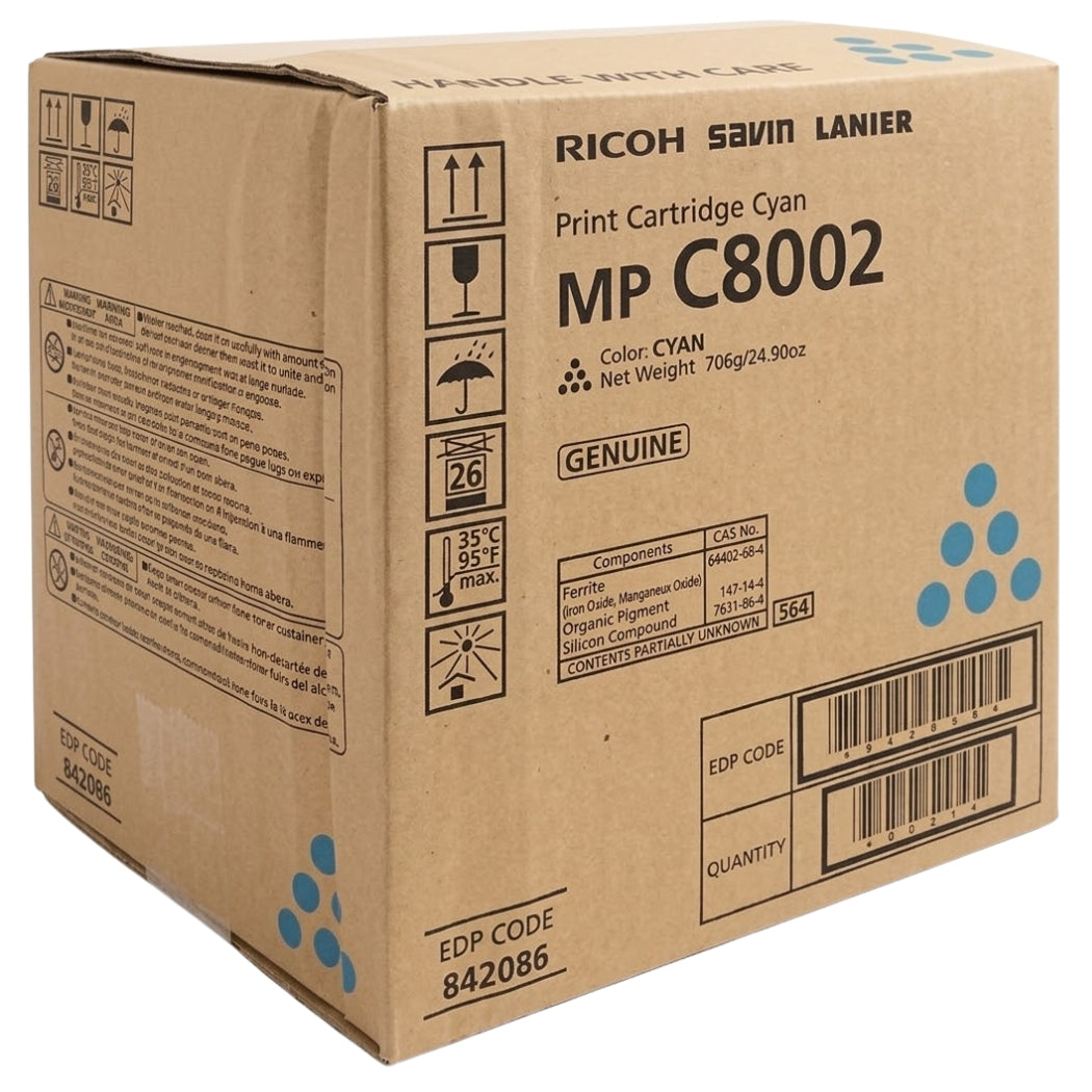 New, Pre-Owned - Ricoh MP C8002 High Yield Cyan Toner Cartridge, 842086