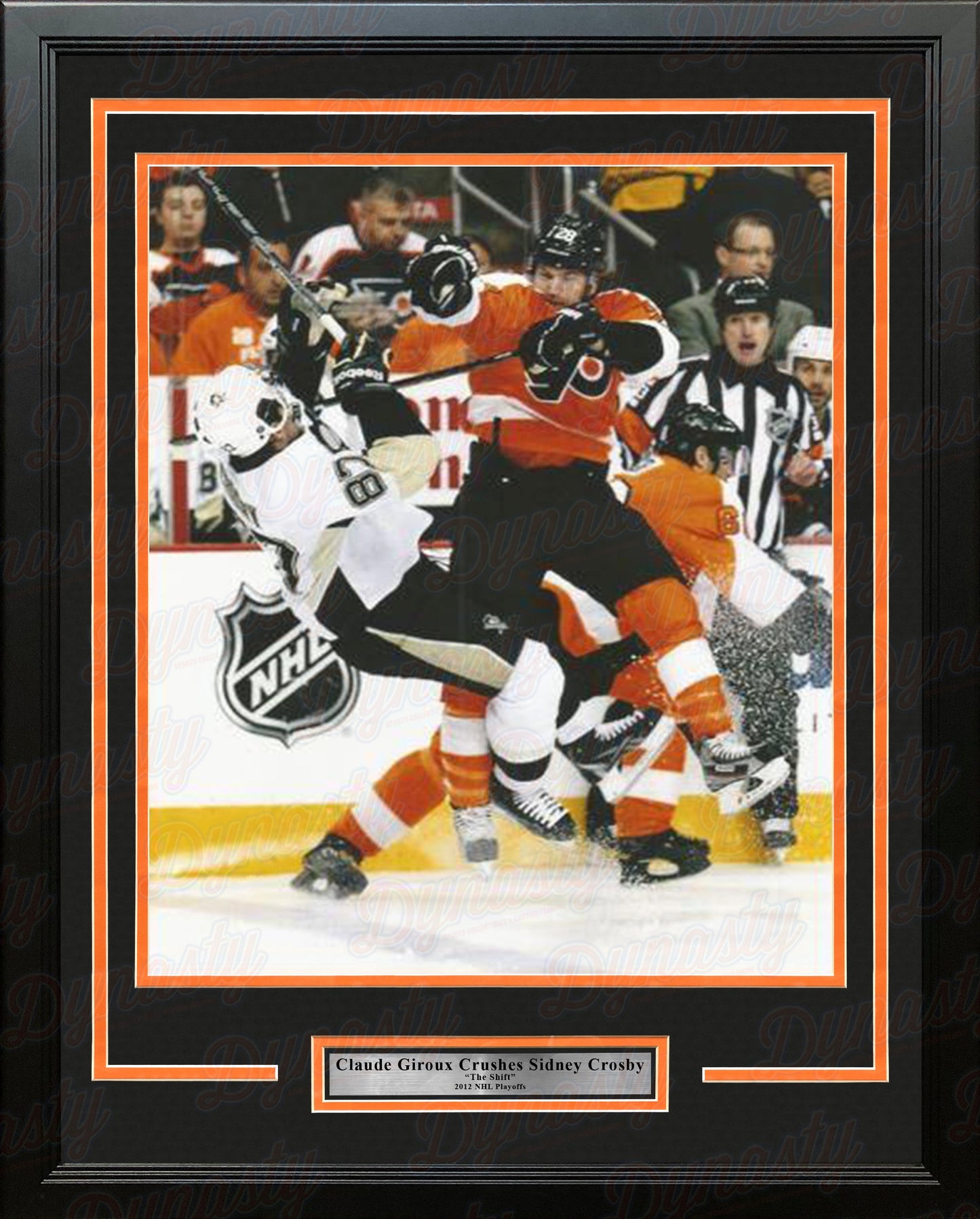 Claude Giroux Hits Sidney Crosby Philadelphia Flyers 2012 NHL Hockey Playoffs Framed Photo