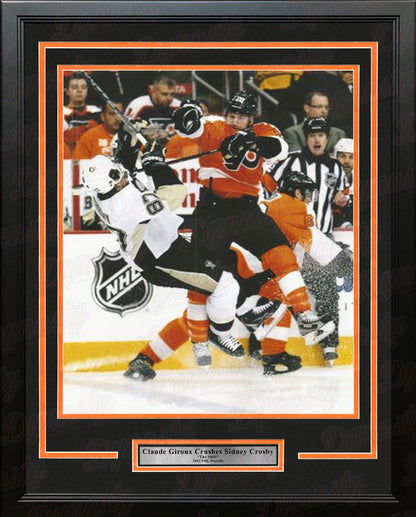 Claude Giroux Hits Sidney Crosby Philadelphia Flyers 2012 NHL Hockey Playoffs Framed Photo