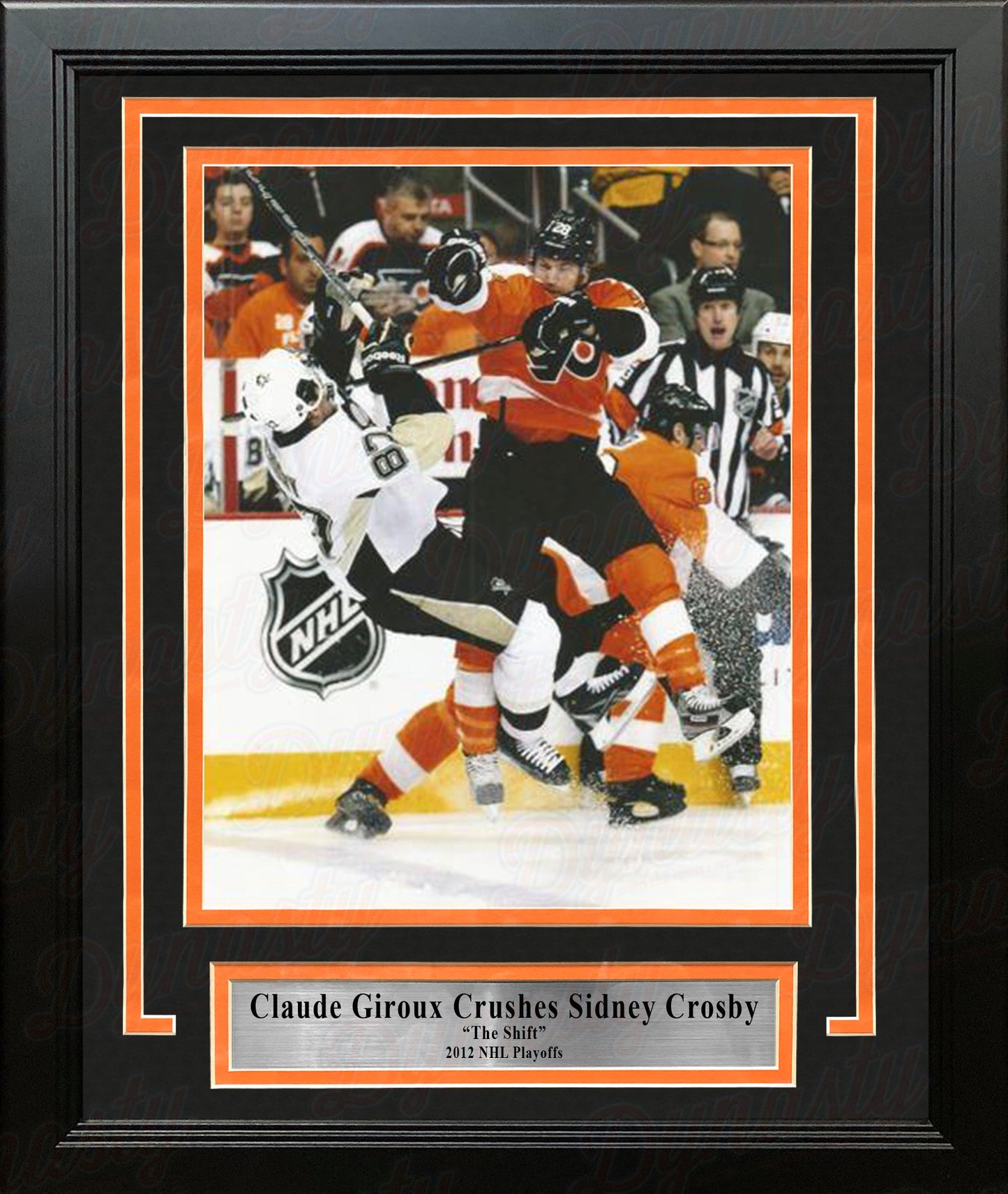 Claude Giroux Hits Sidney Crosby Philadelphia Flyers 2012 NHL Hockey Playoffs Framed Photo