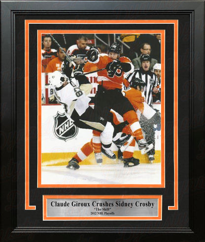Claude Giroux Hits Sidney Crosby Philadelphia Flyers 2012 NHL Hockey Playoffs Framed Photo