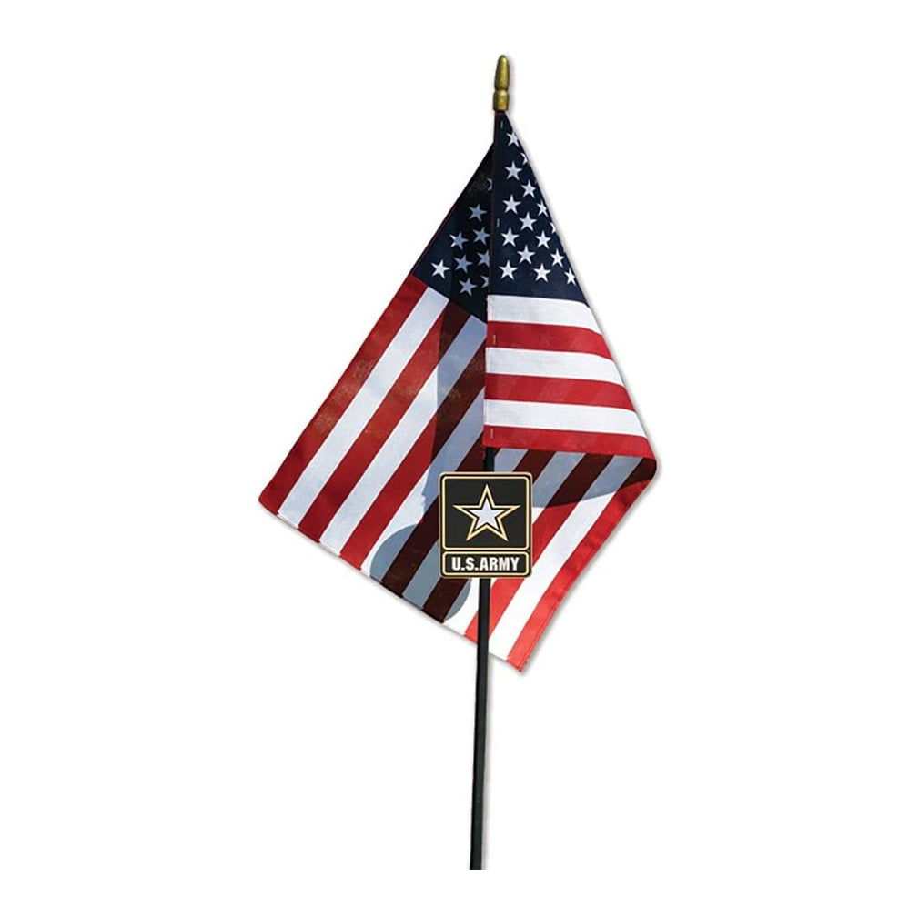 Go Army Veteran Grave Marker With 30 Inch Tall American Cemetery Flag, Officially Licensed Military Seal.