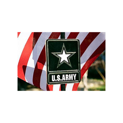 Go Army Veteran Grave Marker With 30 Inch Tall American Cemetery Flag, Officially Licensed Military Seal.
