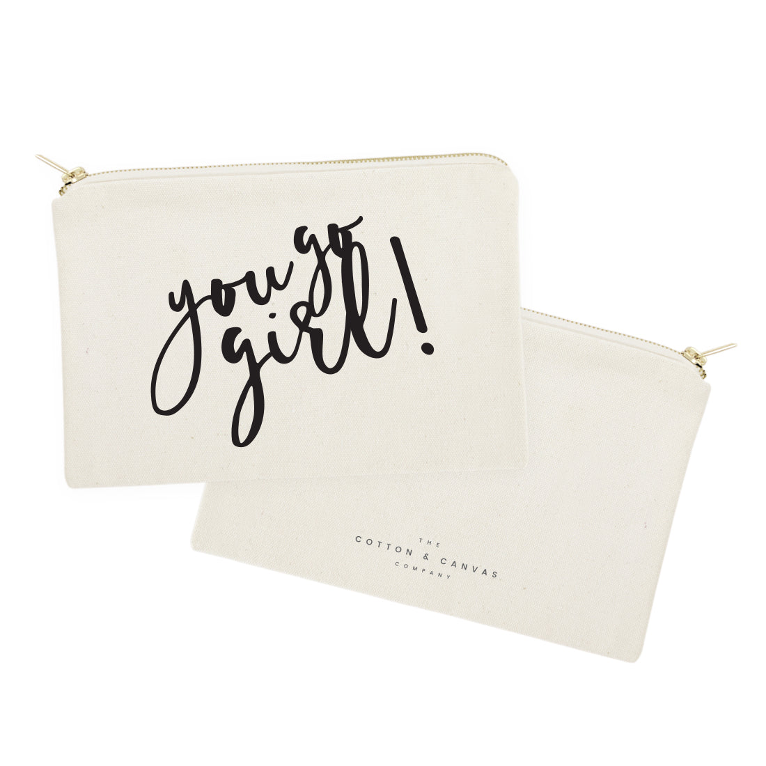 You Go Girl Cotton Canvas Cosmetic Bag by The Cotton & Canvas Co.