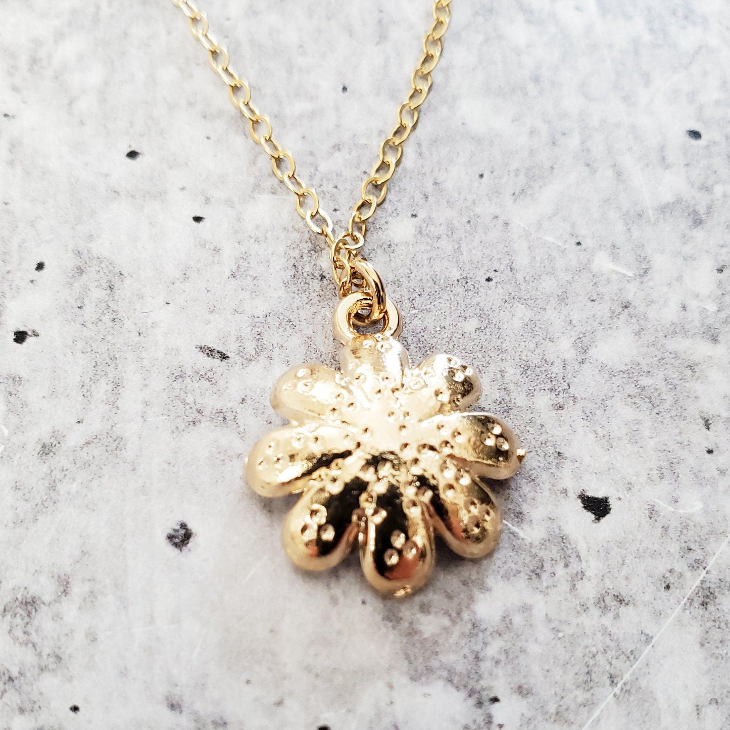 Gold Enamel Daisy Necklace by Salt and Sparkle
