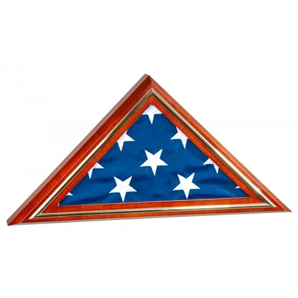 Gold Trim Large Flag Display Case Hold 5' x 9.5' Flag
