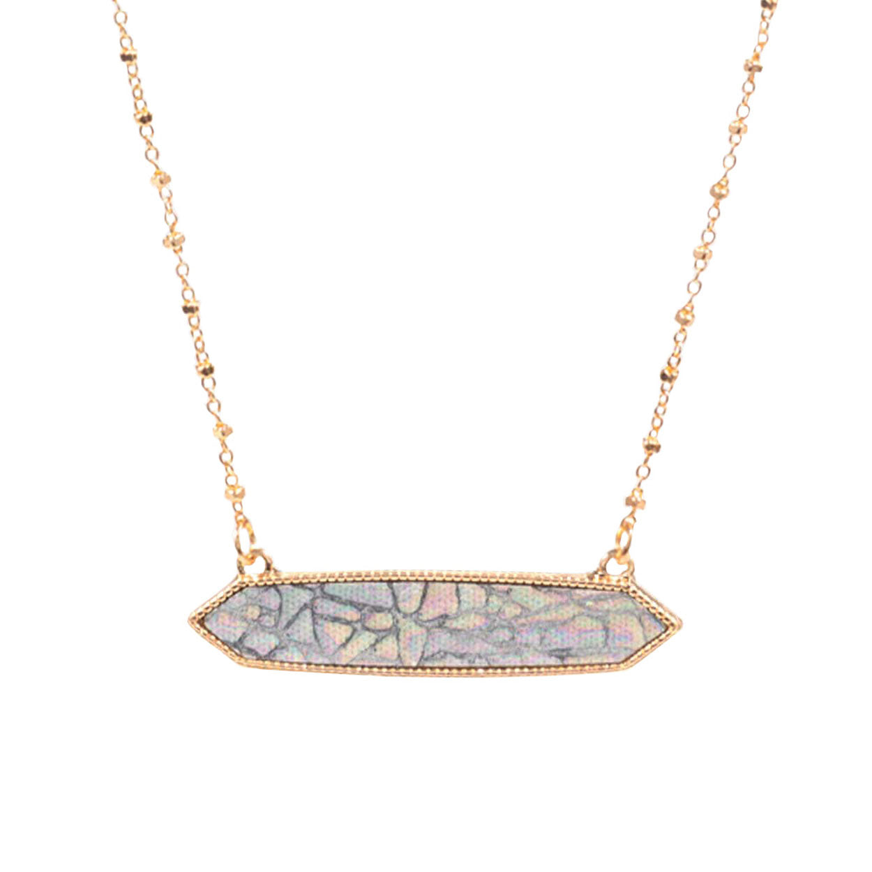 Trendy Patterned Hexagon Pendant Necklace by Madeline Love