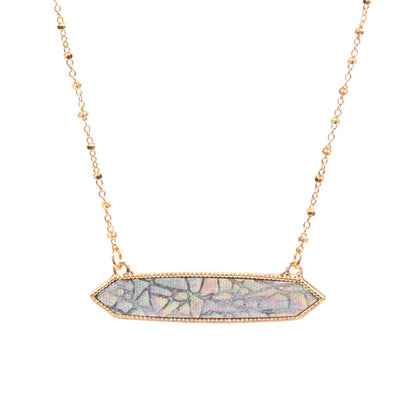 Trendy Patterned Hexagon Pendant Necklace by Madeline Love