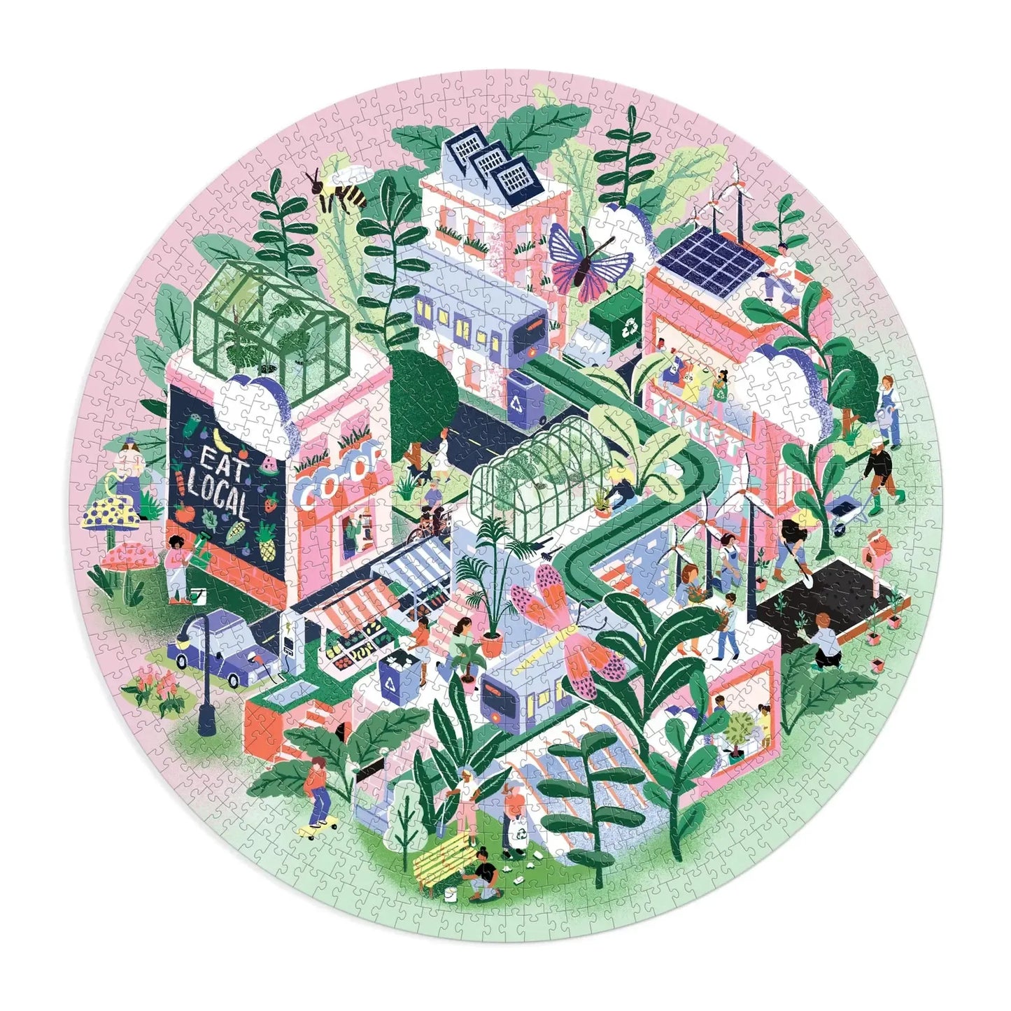 Green City 1000 Piece Round Jigsaw Puzzle Galison